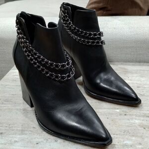 Vince Camuto Black Ankle Boots with Chain Detail
